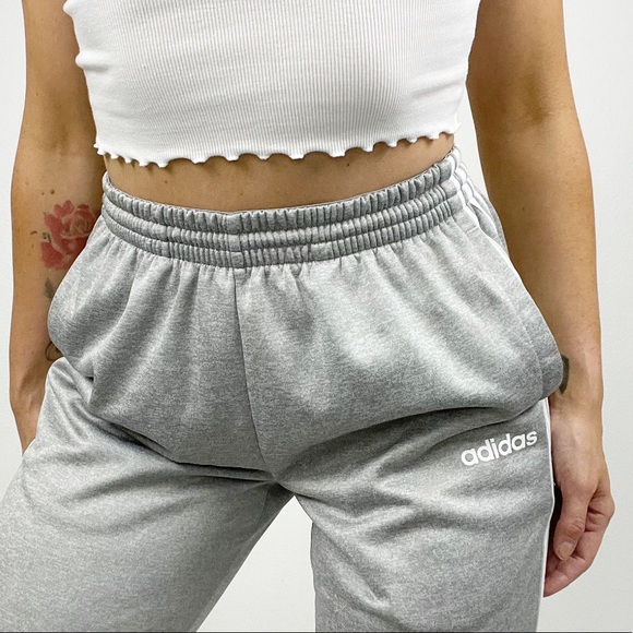 Adidas Striped Joggers High Waisted Gray Medium